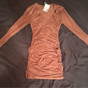 Bodycon Ruched Mini Dress Longsleeve